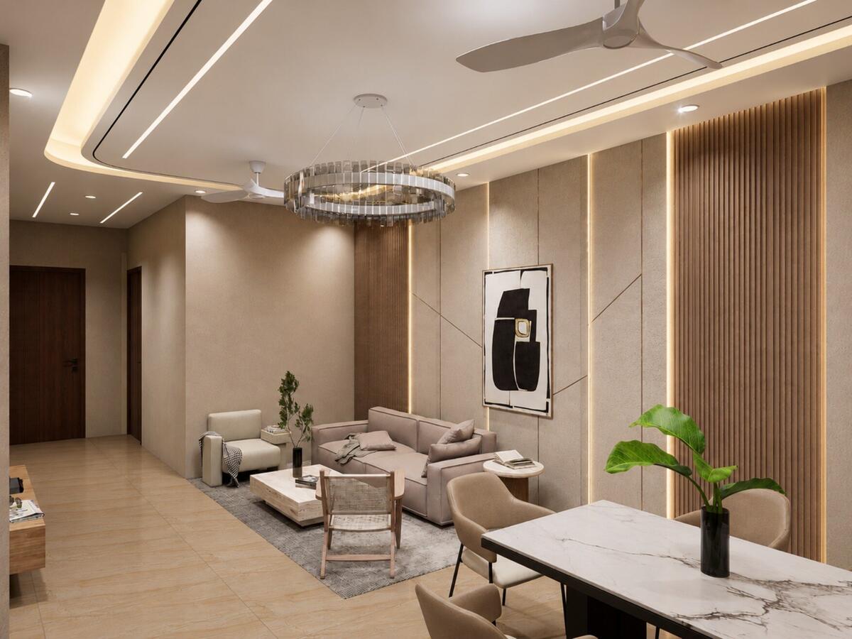 Kedar Enclave · the living and dining room